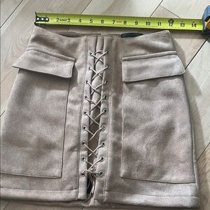 Manière De Voir Beige 2016 Lace-Up Suede Mini Skirt
